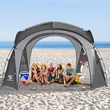 UNICAMPER Beach Tent 12 X 12ft Large UPF50+ Pop Up Canopy with 2-Pcs Side Wall, Sun Shelter Rainproof, Waterproof for Camping Trips, Backyard Fun, Fishing, Parties, Or Picnics(Gary) UNICAMPER