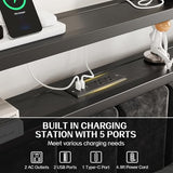 OLEVS Twin Bed Frame with LED Lights & USB Outlets, Platform Twin Bed with Storage Headboard, No Box Spring Needed, Easy Assembly OLEVS