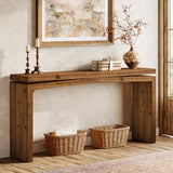 TRIBEWOOD Solid Wood Console Table, 63-Inch Long Farmhouse Sofa Table Behind Couch for Entryway, Living Room, Foyer, Easy Assembly, Brown TRIBEWOOD