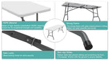 Generic 6 ft Folding Table, Foldable Dining Table, White Plastic Table, Lightweight Portable Table, Industrial Workbench for Indoor Outdoor, Picnic, Camping, Board Game with Handle, Locks - White Generic
