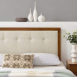 Modway Draper Tufted Full Fabric and Wood Headboard in Walnut Beige Modway