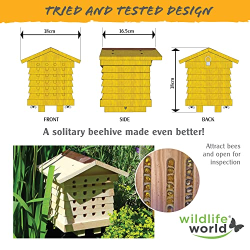 Wildlife World Interactive Wooden Bee House - Pollinator Bee Management System Wildlife World