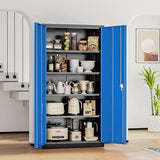 INTERGREAT Metal Storage Cabinets 72” Black Blue Garage Steel Storage Cabinet with Doors and Shelves, Steel File Cabinet for Home Office, Basement, Warehouse, Classroom（Anti Tipping） INTERGREAT