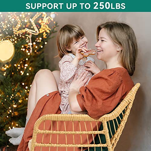 YITAHOME 4-Piece Patio Furniture Wicker Outdoor Bistro Set, All-Weather Rattan Conversation Loveseat Chairs for Backyard, Balcony and Deck with Soft Cushions and Metal Table (Light Brown+Beige) YITAHOME