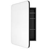 AGDULL Vintage-Style Bathroom Wood Black Cabinet with 17.5''x29'' Curved Mirror, Recessed Medicine Cabinet, Bathroom Storage Cabinet AGDULL