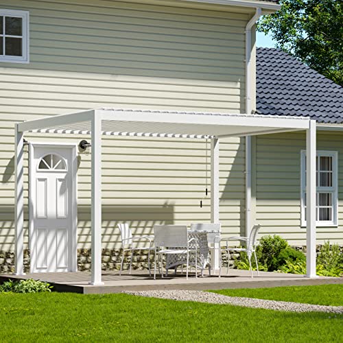 SORARA Mirador 111S Louvered Pergola 10' x 13' Aluminum Gazebo with Adjustable Roof for Outdoor Deck Garden Patio, White