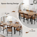 Einhomn 7-Piece Dining Room Table Set with 6 Chairs, 63" Extendable Dining Table & Chairs Set for 4-6, MDF Board & Metal Frame, for Kitchen, Dining Room, Walnut Einhomn