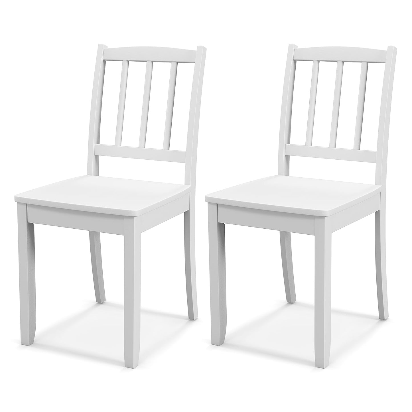 Giantex Farmhouse Dining Chairs Set of 2, Modern Kitchen Chairs w/Rubber Wood Legs & Curved Backrest, Ladder Back Diner Chairs, Wooden Side Chairs for Study, Dining Room, Load 400 LBS, White