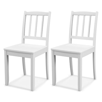 Giantex Farmhouse Dining Chairs Set of 2, Modern Kitchen Chairs w/Rubber Wood Legs & Curved Backrest, Ladder Back Diner Chairs, Wooden Side Chairs for Study, Dining Room, Load 400 LBS, White