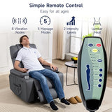 Brage Living Power Lift Recliner Chair for Elderly with Massage & Heat, 160° Adjustable PU Leather Electric Recliner with Remote, Cup Holders, Side Pockets, and Stand Assist for Living Room (Grey)