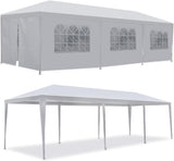 Generic Party Tent 10'x30' Patio Tent Outdoor Canopy Shelter with 8 Removable Side Walls (10' x 30' with 8 Side Walls) White Ge-726 WoodArtSupply