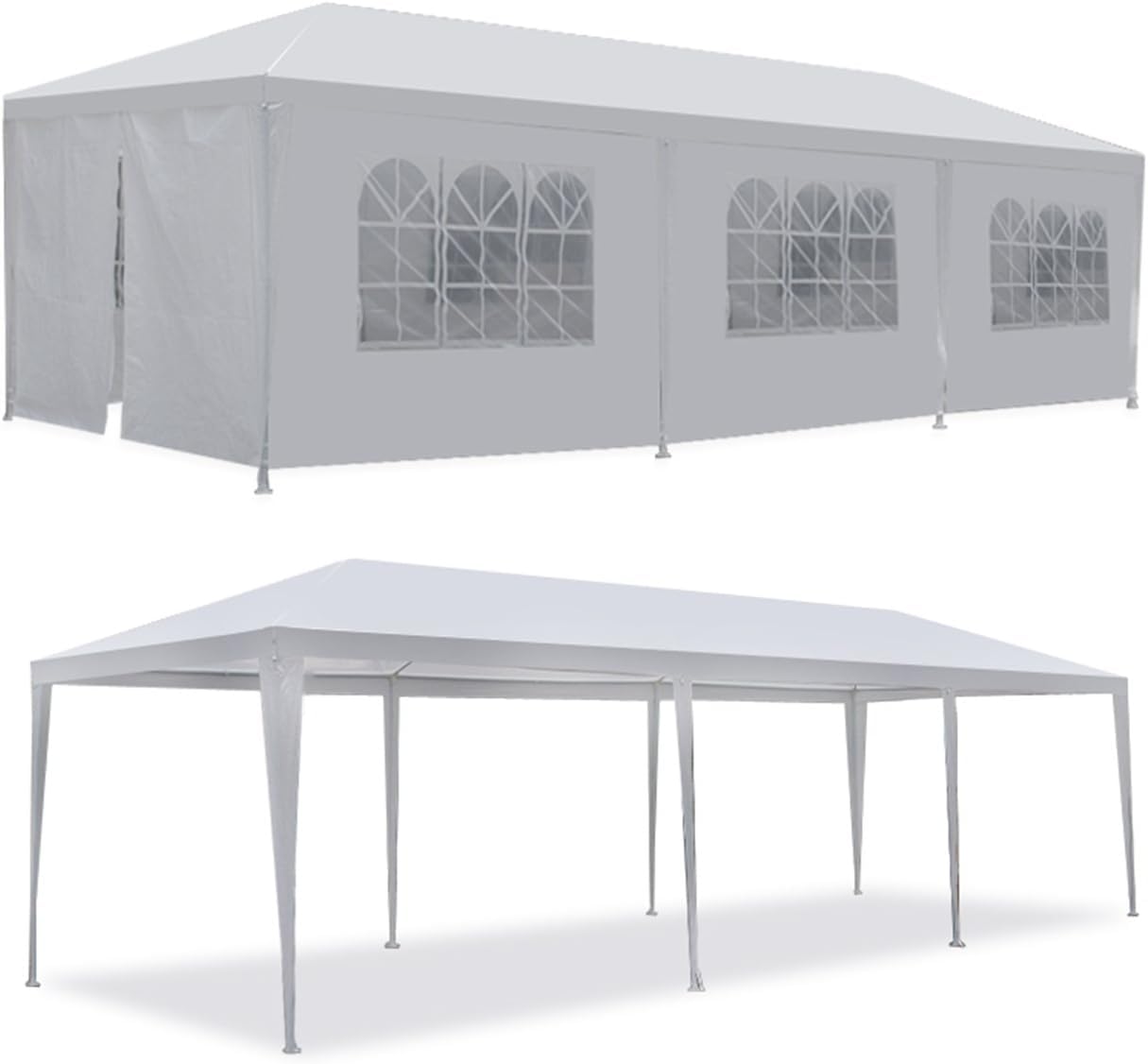 Generic Party Tent 10'x30' Patio Tent Outdoor Canopy Shelter with 8 Removable Side Walls (10' x 30' with 8 Side Walls) White Ge-726 - WoodArtSupply