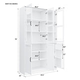 VOWNER 78.7'' Tall Large Bookcase with Glass Doors, Bookshelves Storage Cabinet with Door Shelves, Freestanding Display Organizer for Living Room, Home Office, White VOWNER