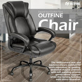 OUTFINE Office Chair Executive Office Chair Desk Chair Computer Chair with 5-Year hydrolysis-Resistant Leather Spring Cushion Ergonomic Support Tilting Function Upholstered in Bonded Leather Black OUTFINE