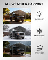 Mars Explo 10x15FT Heavy Duty Metal Carport with Galvanized Steel Roof - All-Weather Car Shelter for Cars, Trucks, Boats, Reinforced Frame, Enhanced Base, Metal Car Port Garage Mars Explo