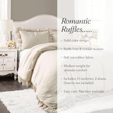 Lush Decor Reyna Ruffle Comforter Set, Full/Queen, Wheat, 3 Piece Cozy Bedding Set Lush Decor