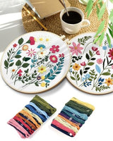TINDTOP Embroidery Kit for Adult, Owl Embroidery Kit for Beginners Include Embroidery Cloth Hoops Threads for Craft Lover Hand Stitch with Embroidery Skill Techniques (Florals)