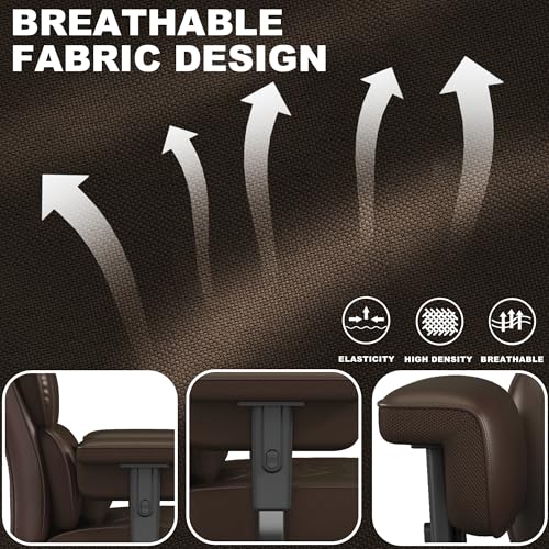 Misolant Big and Tall Office Chair with Footrest, High Back Executive Desk Chair with Adjustable Lift Armrest, 155°Recline，Lumbar Support Pillow, Faux Leather Gaming Chairs for Home or Office Brown Misolant