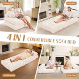 HABUTWAY Folding Sofa Bed, Convertible Sleeper Chair Bed w/Dual-Pillow & Handle, Foldable Floor Sofa Lounge w/Back Support for Living Room, Bedroom, Apartment, Office, Single, Beige HABUTWAY