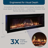 Ambe Linear 50" Electric Fireplace | Hidden Vent Design | Large & Deep Log Display | Recessed or Built-in | 5 Customizable Fuel Beds | Fireplace Insert 750W/1500W Heater | Trim or Frameless Ambe