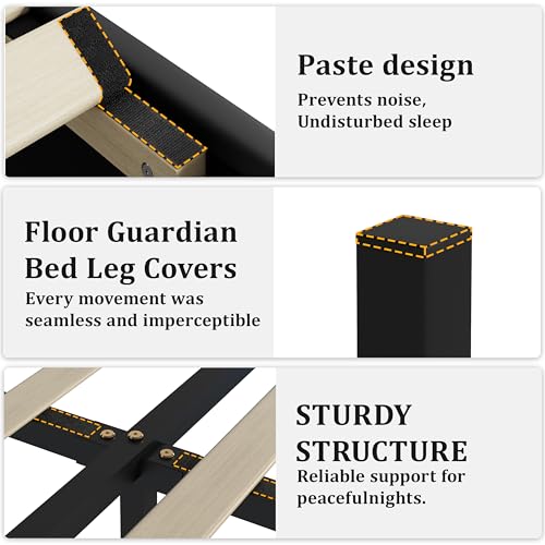 AILUNWALL Floating Bed Frame Full with LED Light, Upholstered Queen Bed Frame with Headboard, Solid Wood Slats Support, Noise-Free, Easy Assembly, No Box Spring Needed (Black, Full) AILUNWALL
