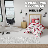Franco Collectibles Hello Kitty Polka Dot Bedding 5 Piece Super Soft Comforter and Sheet Set with Sham, Twin, (Official Licensed Product) Franco