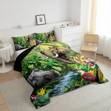 Jungle Animals Comforter Set - Queen Size Safari Animal Bedding with 1 Comforter and 2 Pillow Cases Erosebridal