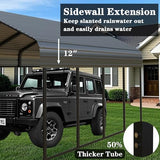 Poborin 20x20 ft Metal Carport for Outdoor Garages Steel Heavy Duty Portable Garage with Large Tall Carports Canopy for Snow, Car Ports with Galvanized Steel Roof & Frame - Grey Poborin
