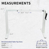 VIVO Compact Hand Crank Stand Up Desk Frame for 37 to 77 inch Table Tops, Ergonomic Standing Height Adjustable Base with Foldable Handle, White, DESK-M051MW VIVO