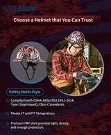 LANON Full Brim Hard Hat, OSHA Construction Work Approved, Premium Charcoal Gray Design, FRP Safety Helmet with 4 Point Adjustable Ratchet Suspension, Class C LANON Protection