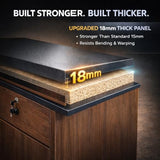 Modern Reception Desk with Storage Drawer & Counter Shelf, 39.4" Front Counter Reception Table for Office, Salon, Lobby, Retail Store (Black, Left Table)