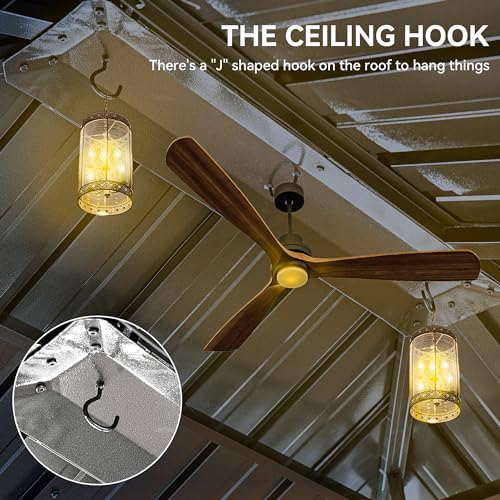 YITAHOME 12x16ft Hardtop Gazebo with Nettings and Curtains, Heavy Duty Double Roof Galvanized Steel Outdoor Combined of Vertical Stripes Roof for Patio, Backyard, Deck, Lawns, Gray YITAHOME