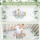 HunnmingRe Baby Safari Animals Crib Bedding Set 3 Pcs Crib Set Baby Blanket, Fitted Sheet, Pillowcase Soft Flannel Nursery Bedding for Standard Infant Bed and Toddler Mattress Newborns Gifts HunnmingRe