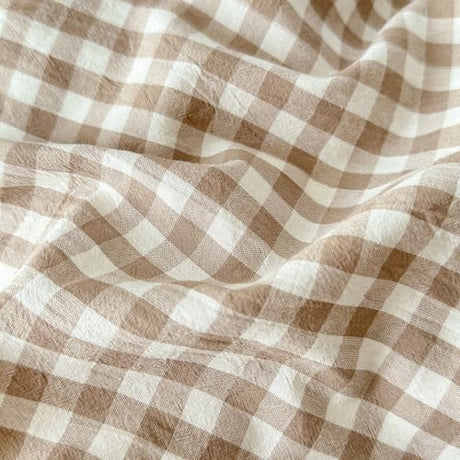 LifeTB Tan Gingham Comforter Set Twin XL Modern Style Beige Plaid Comforter Set 3 Pieces Soft Fluffy Grid Checkered Pattern Comforter with 2 Pillowcases Farmhouse Gingham Bedding Set Twin XL LifeTB