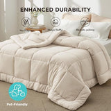 Bedsure Comforter Duvet Insert - Quilted Comforters Queen Size, All Season Duvet, GentleSoft Down Alternative Bedding, with 8 Tabs, Gifts for Women/Men, Linen, Queen 88 x 88 Inches Bedsure
