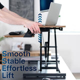 VIVO Height Adjustable 32 inch Stand Up Desk Converter, Quick Sit to Stand Tabletop Dual Monitor Riser Workstation, Rustic Vintage Brown Desktop, Black Frame, DESK-V000SN VIVO
