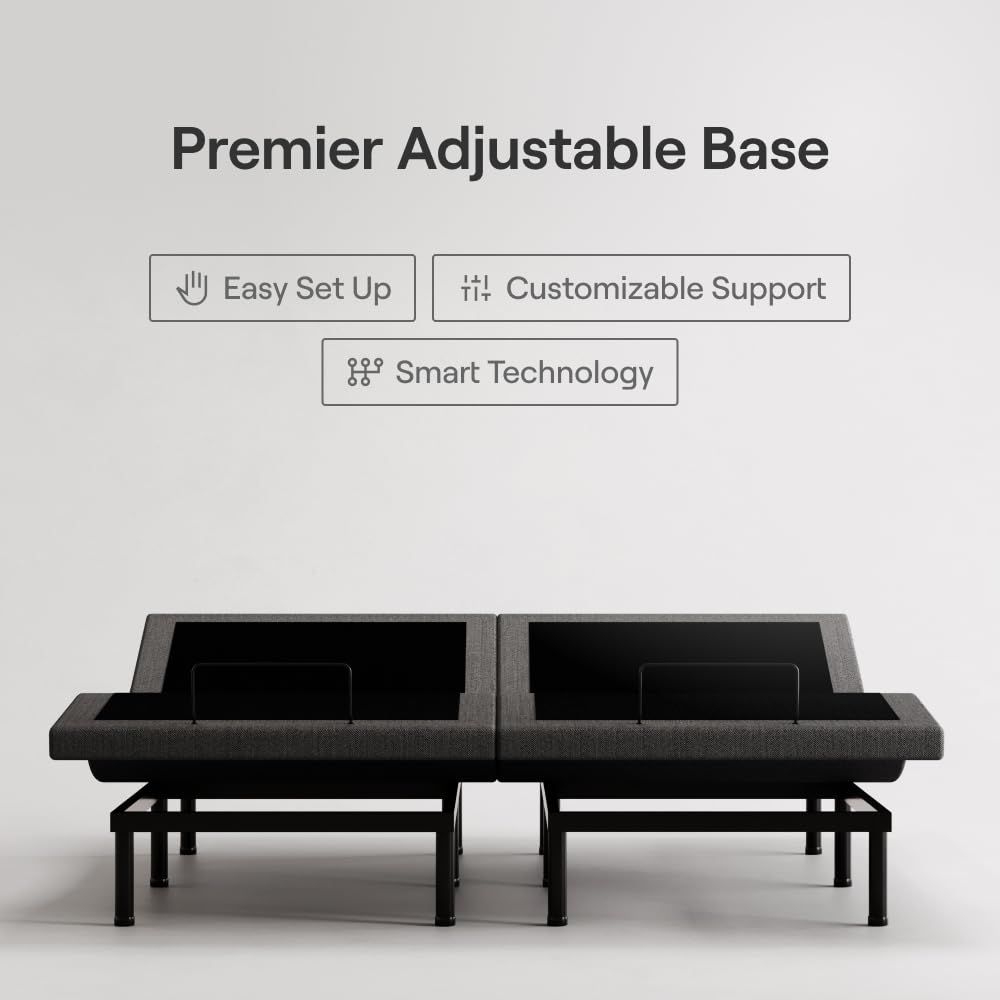 Nectar Split King Adjustable Base & 12” Mattress (New Version) - Head & Foot Incline - Medium Firm Memory Foam - Cooling Top Layer - 3 Massage Settings - 365-Night Mattress Trial & Forever Warranty Nectar