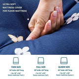 MAXYOYO Mattress Cover for Traditional Japanese Futon Mattress, Futon Floor Mats Cover with Zipper, Super Soft and Machine Washable, Navy Floral, Full MAXYOYO
