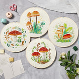 Bonroy 4 Sets Embroidery Kit for Beginners with Instructions,Cross Stitch Kits for Adults with Pattern,Needlepoint Kits for Adult Include Embroidery Cloth Hoops Needles Threads(Mushroom)