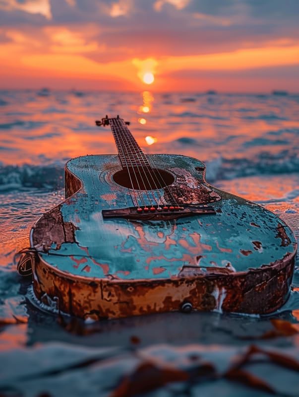 Pavemlo 5D Diamond Art Kits for Adults Guitar, Full Drill Diamond Art Pictures Paint with Diamonds, DIY Cross Stitch Jewel Art Rhinestone Craft for Home Wall Decor (12X16 Inch)@z283 Pavemlo