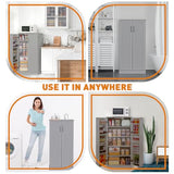 Furnaza LED Kitchen Pantry Storage Cabinets - 50 Inch Food Cabinets Buffet Cupboards with 2 Doors and Shelves Adjustable for Small Space in Dinning Room, Living Room, in Grey Furnaza