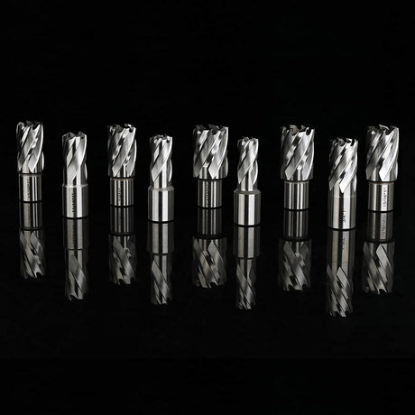 OSCARBIDE Annular Cutter Set 13pcs 3/4"Weldon Shank 1"Cutting Depth and 7/16 to 1-1/16 inch Cutting Diameter Mag Drill Bits for Magnetic Drill Press with 2 pcs Pilot Pins OSCARBIDE