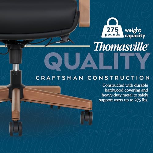 Thomasville® Fendley Ergonomic Vegan Leather Mid-Back Office Chair, Black/Brown Thomasville