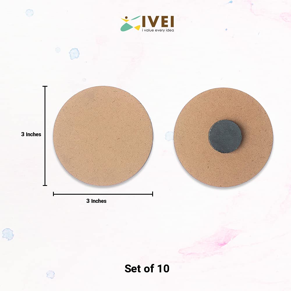 IVEI DIY MDF Coasters/Thin Wood Blanks/Keyrings/Magnets/Boxes for Painting, Decoupage, Resin Art Work & Decoration (Plain Fridge Magnet) IVEI