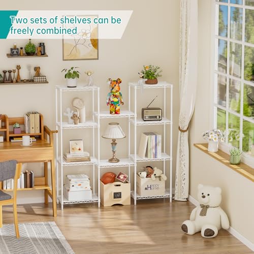 SINGAYE 5 Shelves Storage Shelf Wire Closet Bathroom Organizers Metal Pantry Kitchen Small Garage Shelving Unit Laundry Room Organization Home Corner Rack Estantes para Cocina White 10" Dx16 Wx55”H SINGAYE