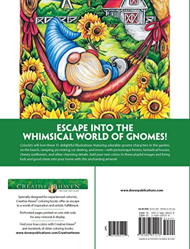 Creative Haven Gnome Sweet Gnome Coloring Book (Adult Coloring Books: Fantasy) Dover Publications