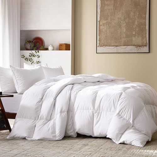 Three Geese Luxury Down Comforter King Size, All-Season Duvet Insert 106x90 Inch with 100% Cotton Cover, 72 Oz Weight Three Geese