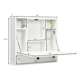 IFANNY Wall Mounted Desk, Wall Computer Desk w/Storage Drawer & Shelves, Compact Floating Desk for Wall, Space Saving Wall Desk Fold Down, Wall Desks for Small Spaces (White) IFANNY