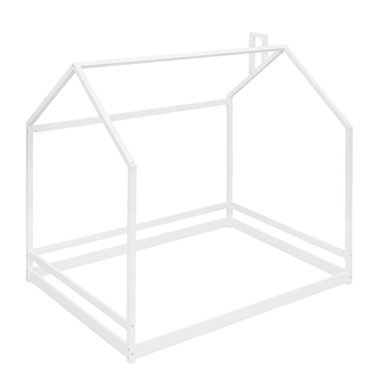 Bellemave Montessori Full House Bed Frame for Toddlers - White Wooden Floor Bed for Kids Bellemave