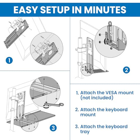 Mount-It! Monitor and Keyboard Wall Mount with VESA Keyboard Tray | Adjustable Computer Wall Desk with Mouse Platform | Space-Saving Ergonomic Stand-Up Workstation for Home Office | Fits 75x75, 100x100 VESA Mounts Mount-It!